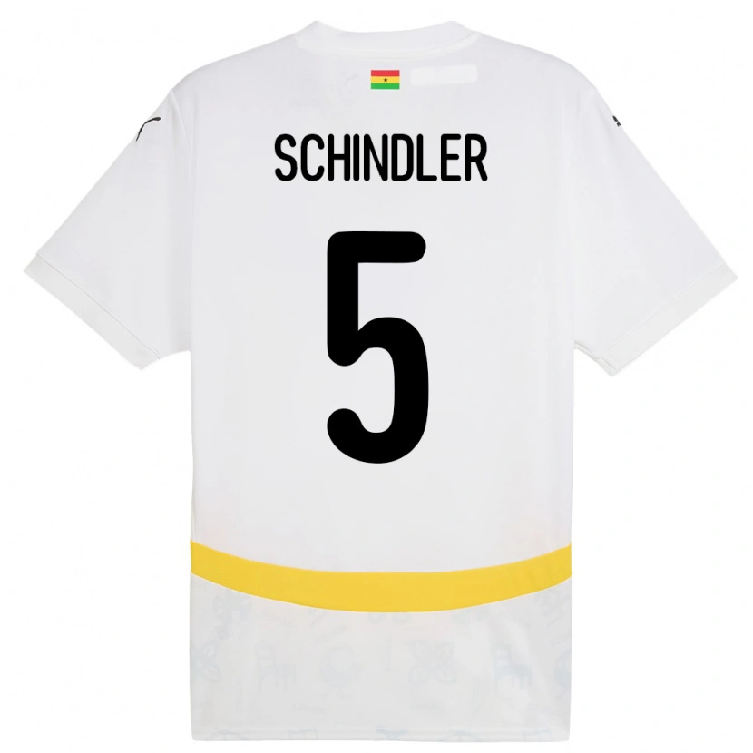 Danxen Kinder Ghana Kingsley Schindler #5 Weiß Heimtrikot Trikot 24-26 T-Shirt