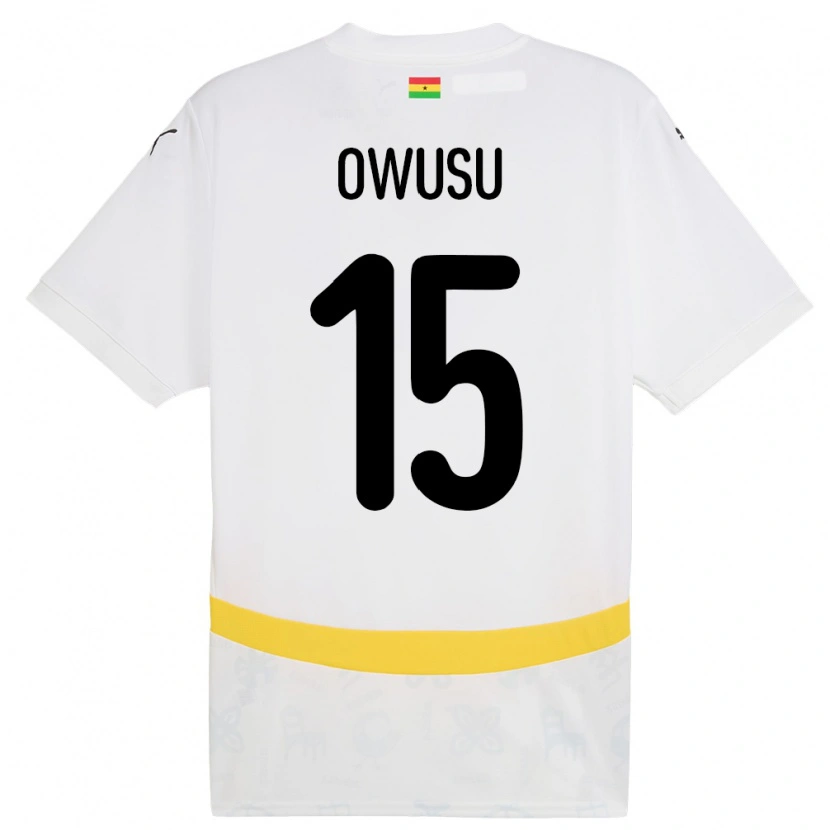Danxen Kinder Ghana Elisha Owusu #15 Weiß Heimtrikot Trikot 24-26 T-Shirt