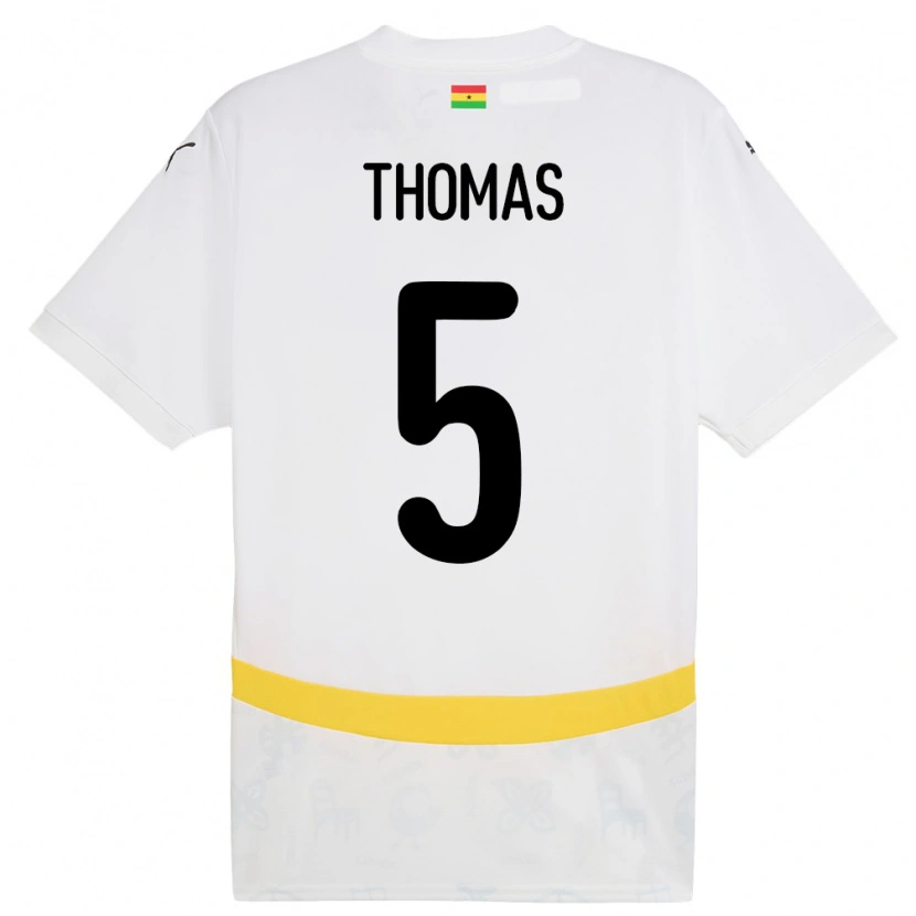 Danxen Kinder Ghana Thomas Partey #5 Weiß Heimtrikot Trikot 24-26 T-Shirt