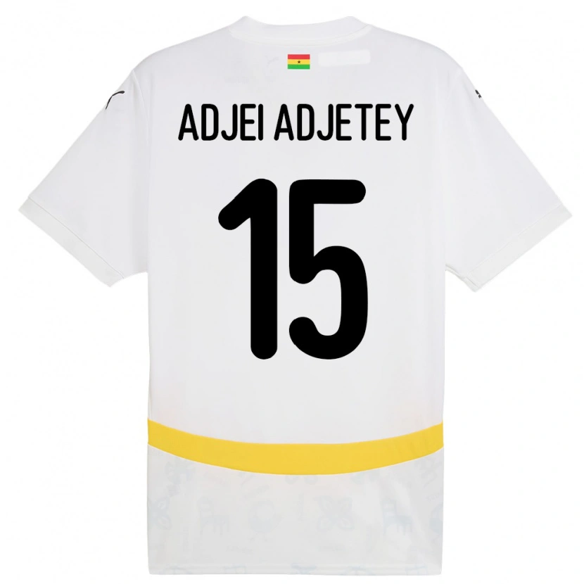 Danxen Kinder Ghana Jonas Adjei Adjetey #15 Weiß Heimtrikot Trikot 24-26 T-Shirt