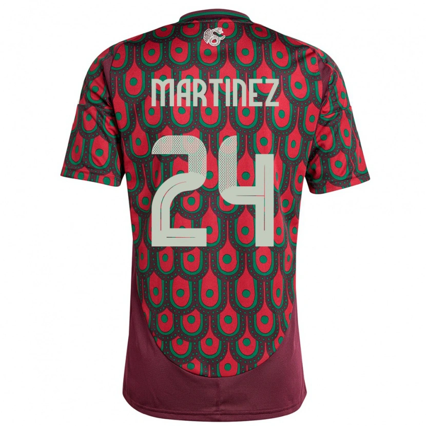 Danxen Kinder Mexiko Guillermo Martínez #24 Kastanienbraun Heimtrikot Trikot 24-26 T-Shirt