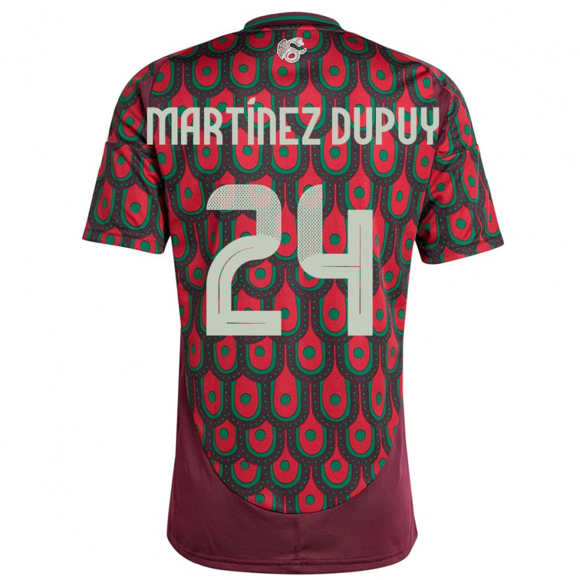 Danxen Kinder Mexiko Luca Martínez Dupuy #24 Kastanienbraun Heimtrikot Trikot 24-26 T-Shirt