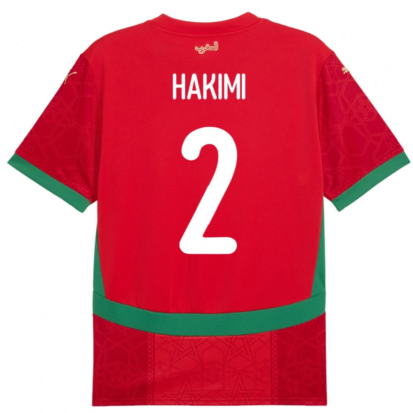 Danxen Kinder Marokko Achraf Hakimi #2 Rot Heimtrikot Trikot 24-26 T-Shirt