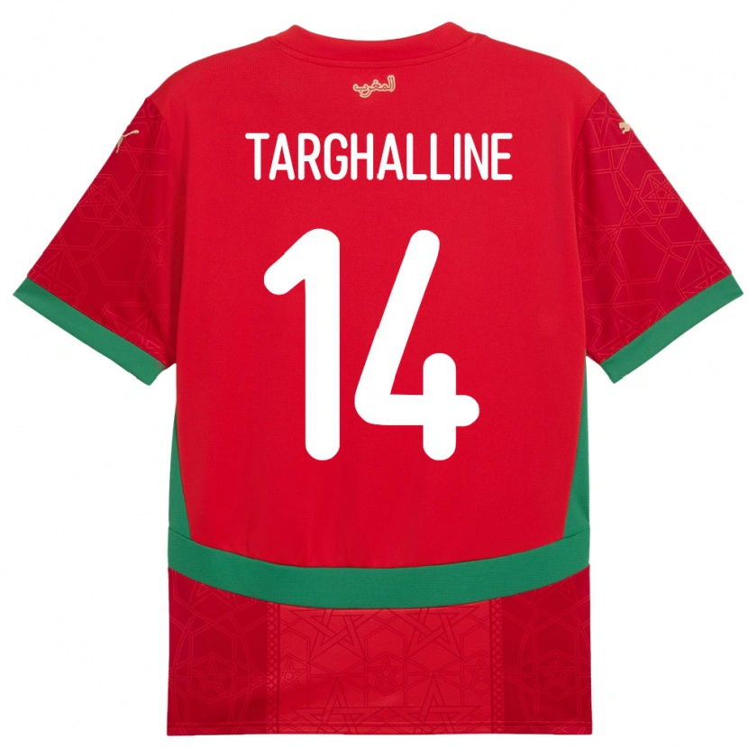 Danxen Kinder Marokko Oussama Targhalline #14 Rot Heimtrikot Trikot 24-26 T-Shirt