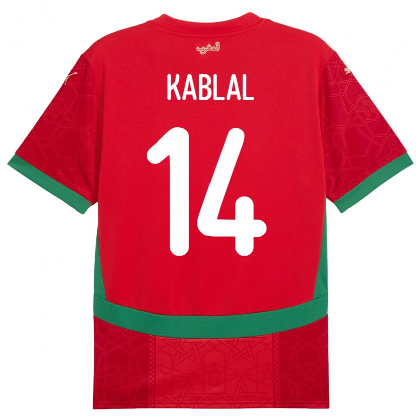 Danxen Kinder Marokko Yahya Kablal #14 Rot Heimtrikot Trikot 24-26 T-Shirt