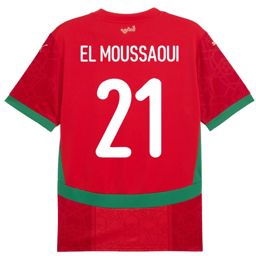 Danxen Kinder Marokko Tajeddine El Moussaoui #21 Rot Heimtrikot Trikot 24-26 T-Shirt