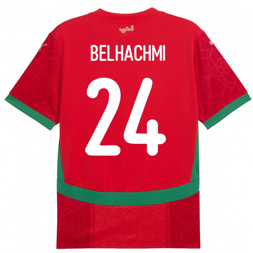 Danxen Kinder Marokko Yahya Belhachmi #24 Rot Heimtrikot Trikot 24-26 T-Shirt
