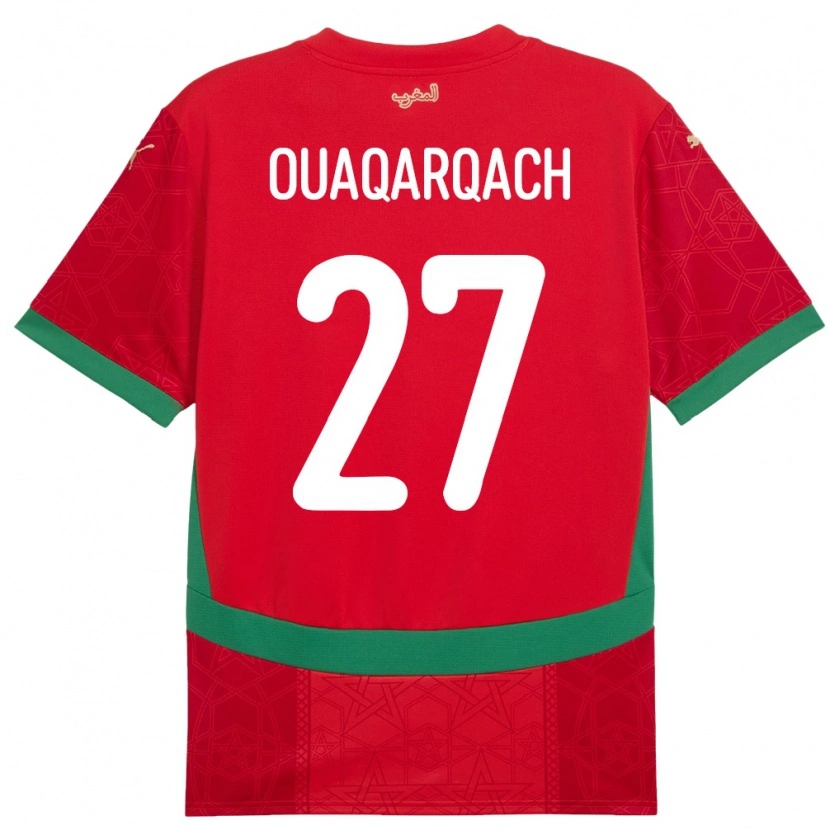 Danxen Kinder Marokko Abdelkader Ouaqarqach #27 Rot Heimtrikot Trikot 24-26 T-Shirt