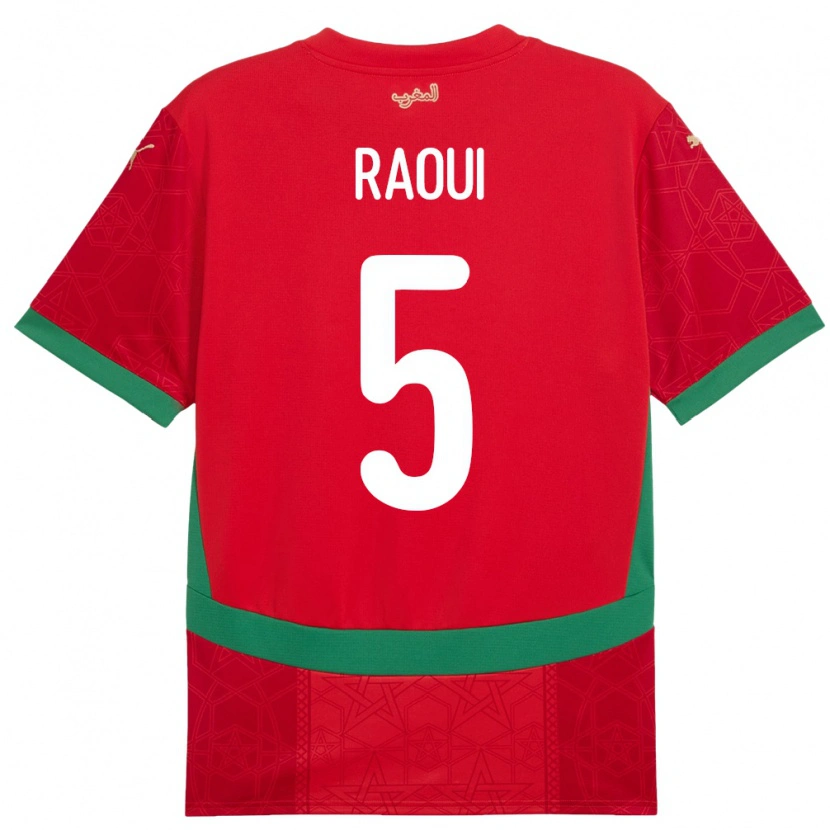 Danxen Kinder Marokko Oussama Raoui #5 Rot Heimtrikot Trikot 24-26 T-Shirt
