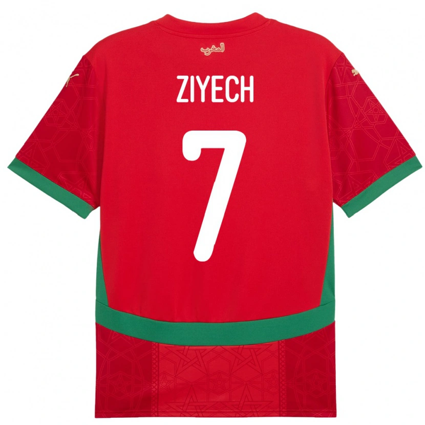Danxen Kinder Marokko Hakim Ziyech #7 Rot Heimtrikot Trikot 24-26 T-Shirt