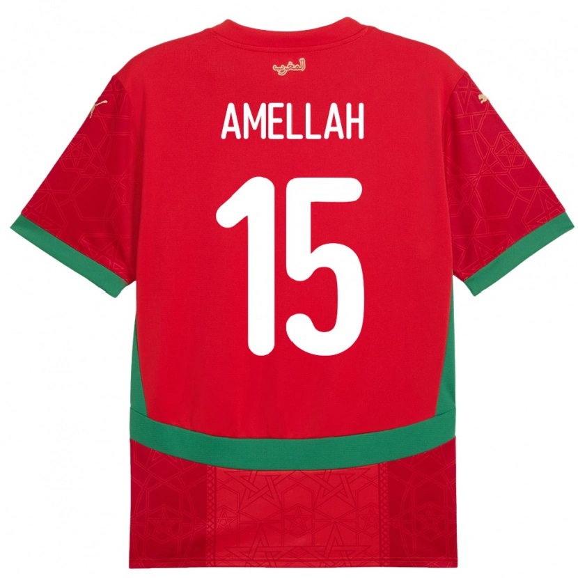 Danxen Kinder Marokko Selim Amellah #15 Rot Heimtrikot Trikot 24-26 T-Shirt