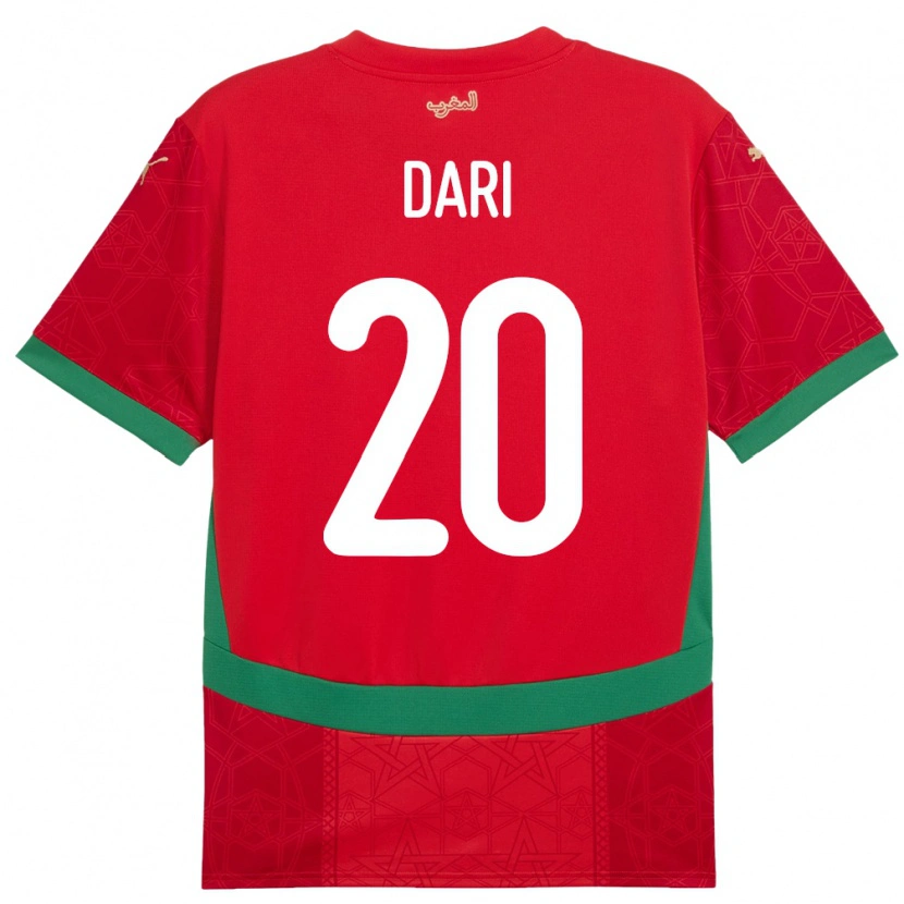 Danxen Kinder Marokko Achraf Dari #20 Rot Heimtrikot Trikot 24-26 T-Shirt