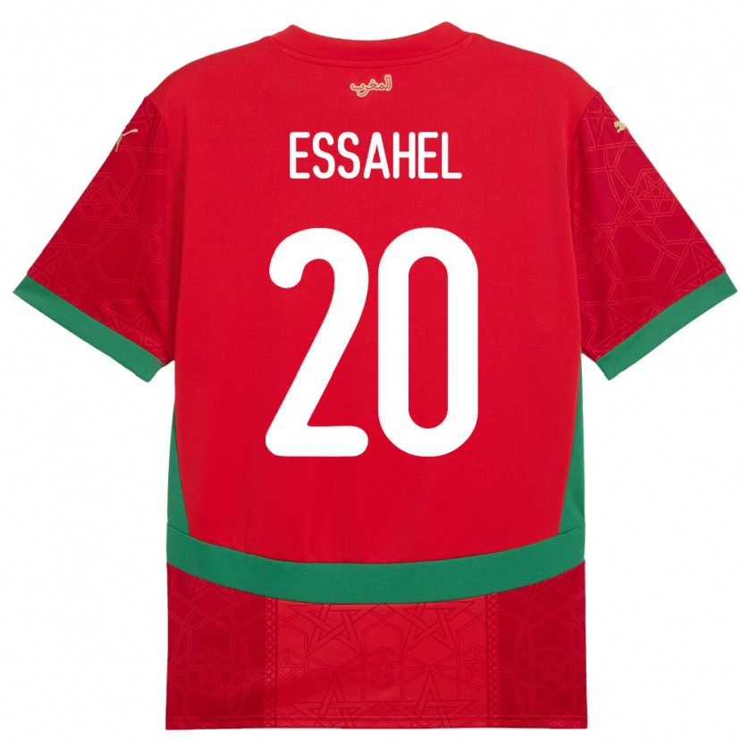 Danxen Kinder Marokko Mohammed Amine Essahel #20 Rot Heimtrikot Trikot 24-26 T-Shirt