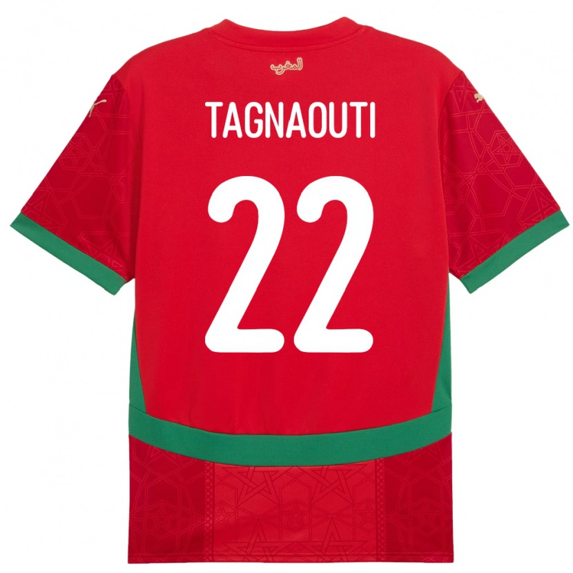 Danxen Kinder Marokko Ahmed Reda Tagnaouti #22 Rot Heimtrikot Trikot 24-26 T-Shirt