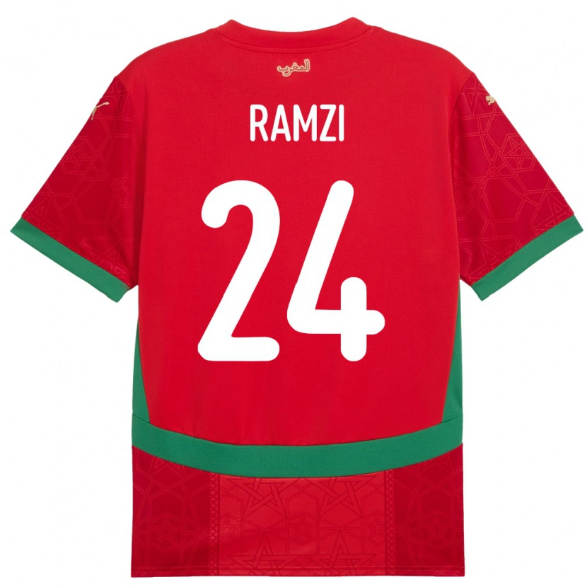 Danxen Kinder Marokko Achraf Ramzi #24 Rot Heimtrikot Trikot 24-26 T-Shirt