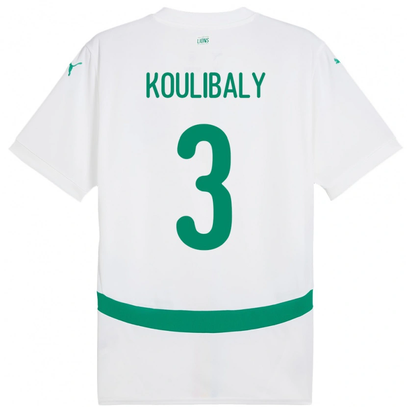 Danxen Kinder Senegal Kalidou Koulibaly #3 Weiß Heimtrikot Trikot 24-26 T-Shirt