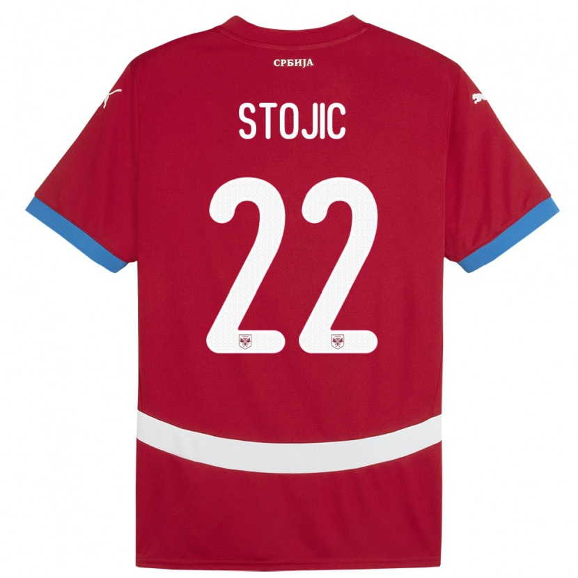 Danxen Kinder Serbien Nemanja Stojic #22 Rot Heimtrikot Trikot 24-26 T-Shirt