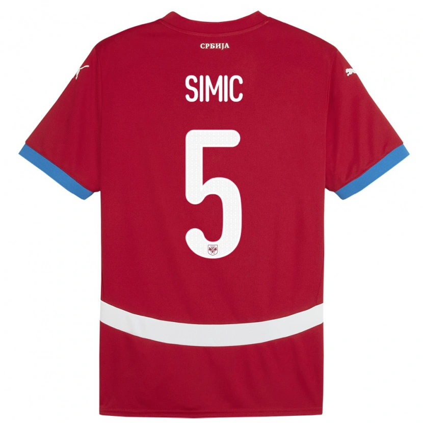 Danxen Kinder Serbien Nikola Simic #5 Rot Heimtrikot Trikot 24-26 T-Shirt