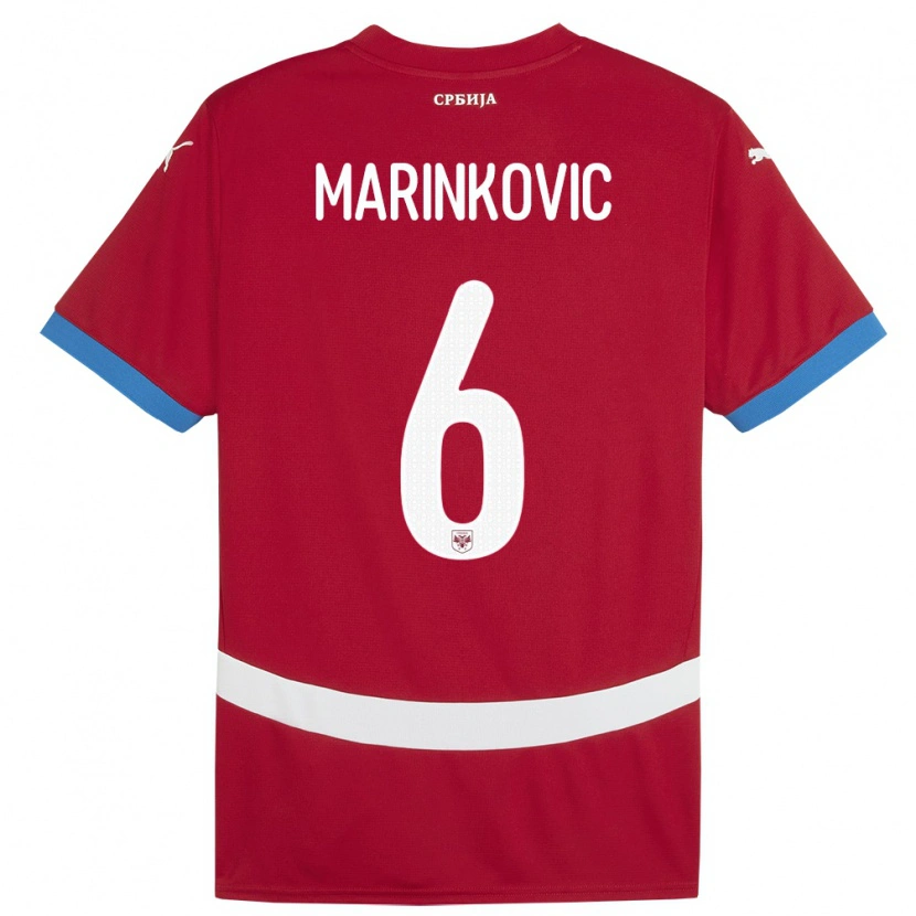 Danxen Kinder Serbien Vojin Marinkovic #6 Rot Heimtrikot Trikot 24-26 T-Shirt