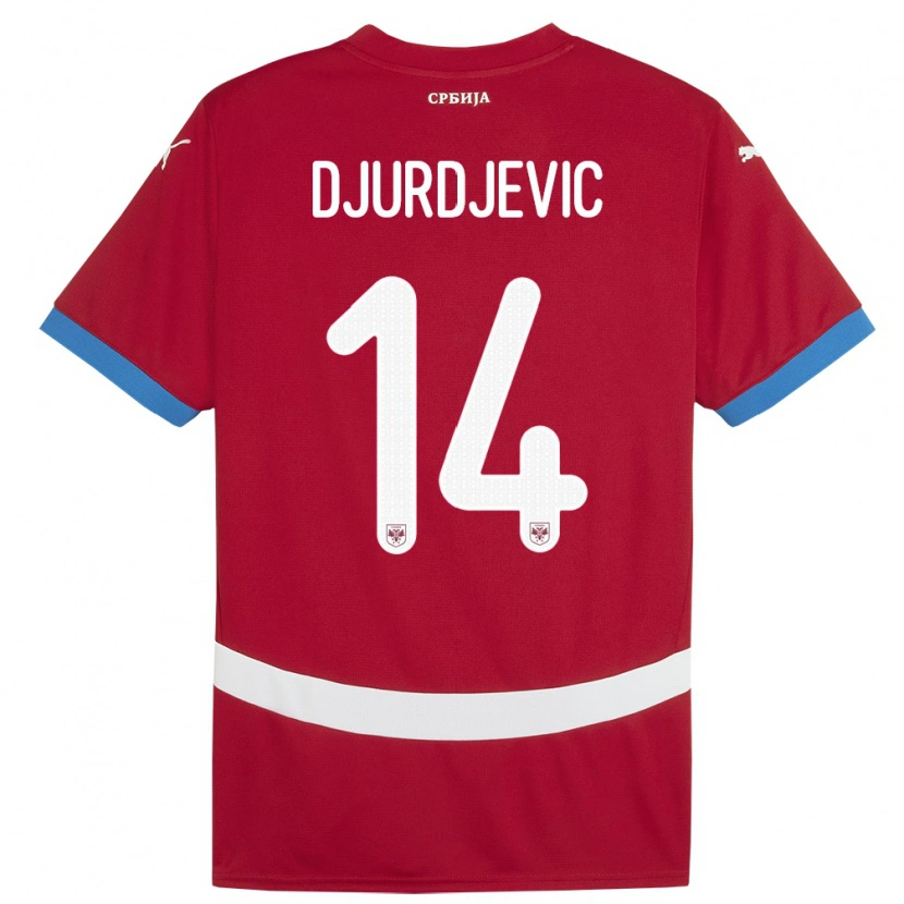 Danxen Kinder Serbien Vukasin Djurdjevic #14 Rot Heimtrikot Trikot 24-26 T-Shirt
