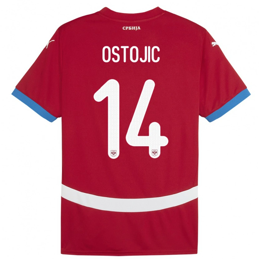 Danxen Kinder Serbien Jovan Ostojic #14 Rot Heimtrikot Trikot 24-26 T-Shirt