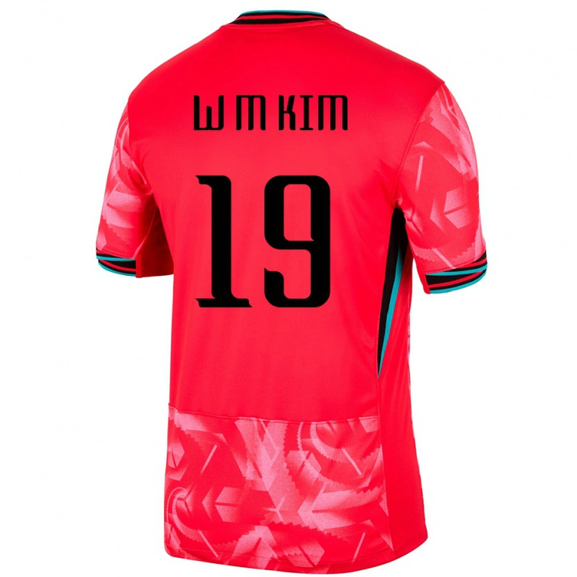 Danxen Kinder Südkorea Min-Woo Kim #19 Rot Heimtrikot Trikot 24-26 T-Shirt