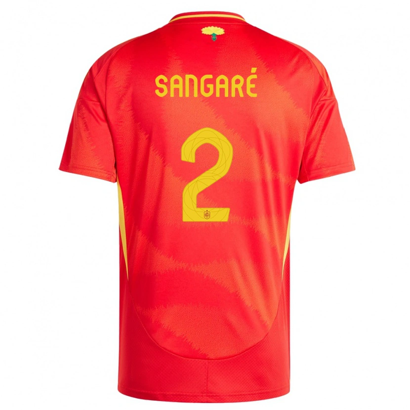 Danxen Kinder Spanien Buba Sangaré #2 Rot Heimtrikot Trikot 24-26 T-Shirt