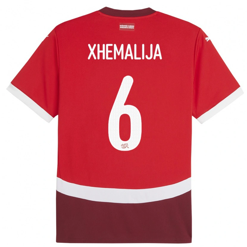 Danxen Kinder Schweiz Demir Xhemalija #6 Rot Heimtrikot Trikot 24-26 T-Shirt