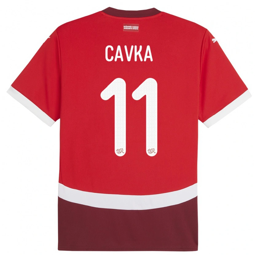 Danxen Kinder Schweiz Niko Cavka #11 Rot Heimtrikot Trikot 24-26 T-Shirt