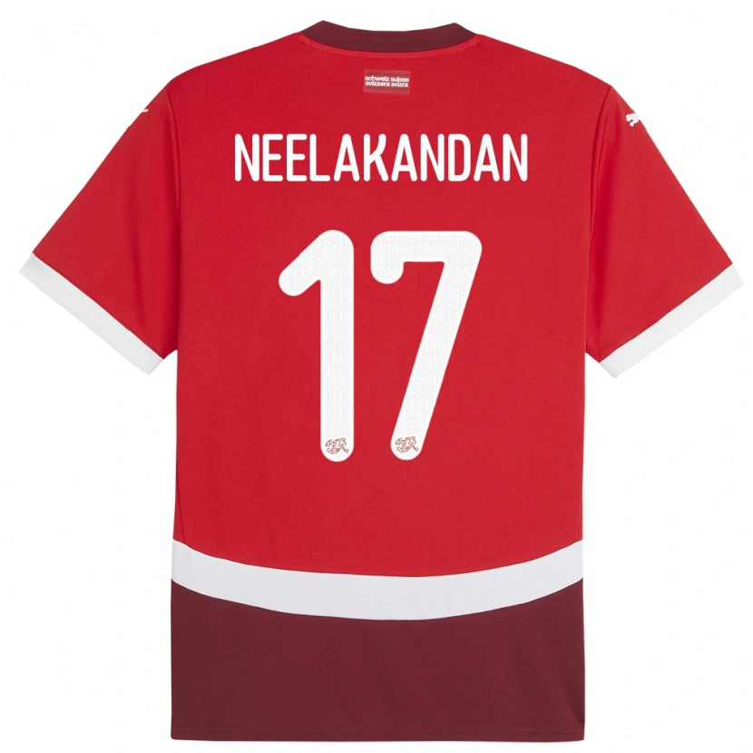 Danxen Kinder Schweiz Ranjan Neelakandan #17 Rot Heimtrikot Trikot 24-26 T-Shirt