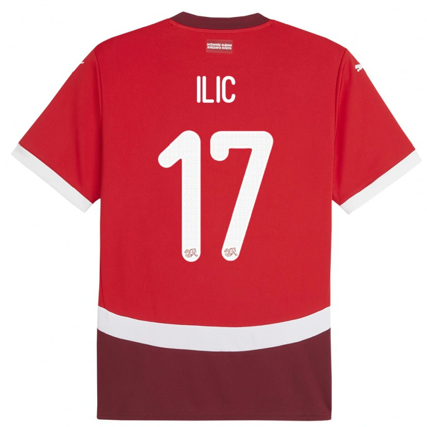 Danxen Kinder Schweiz Adam Ilic #17 Rot Heimtrikot Trikot 24-26 T-Shirt