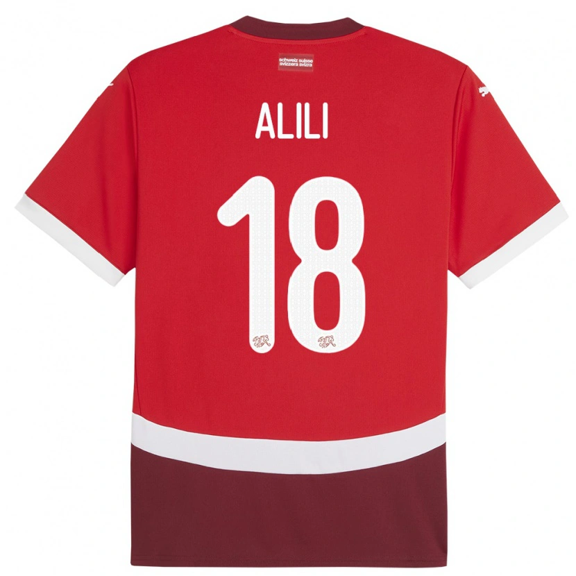 Danxen Kinder Schweiz Burak Alili #18 Rot Heimtrikot Trikot 24-26 T-Shirt