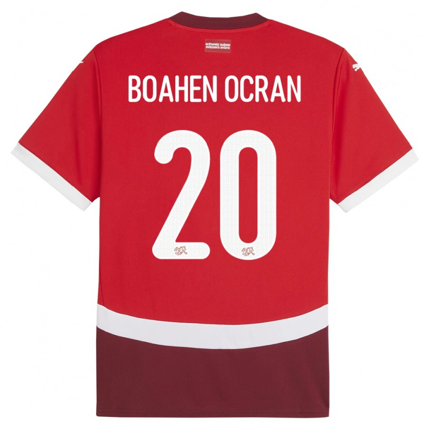 Danxen Kinder Schweiz Bright Boahen Ocran #20 Rot Heimtrikot Trikot 24-26 T-Shirt