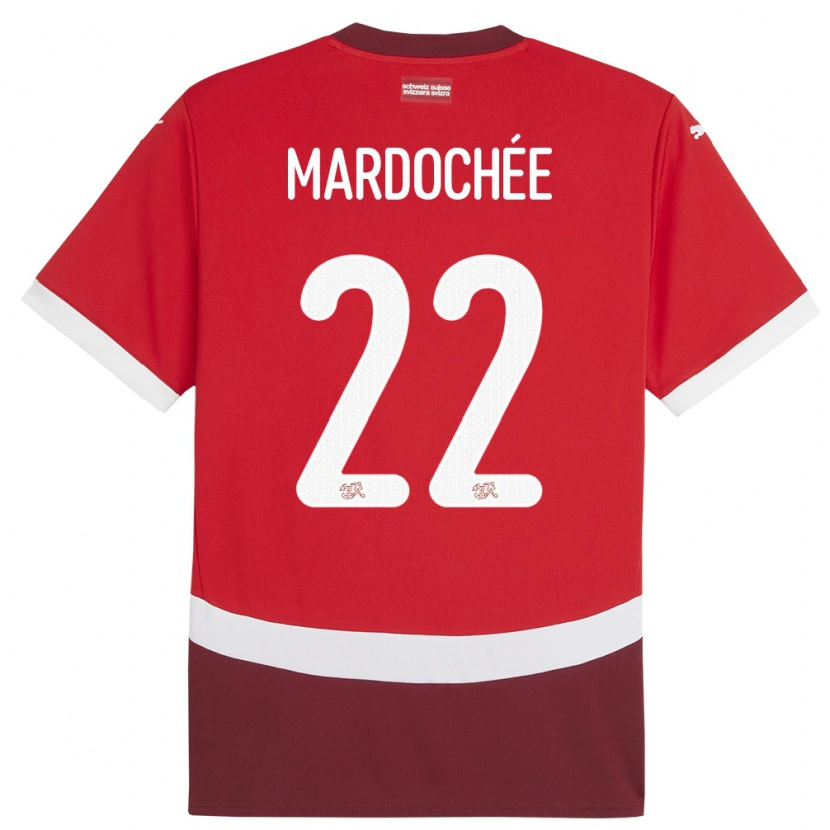 Danxen Kinder Schweiz Miguel Mardochée #22 Rot Heimtrikot Trikot 24-26 T-Shirt