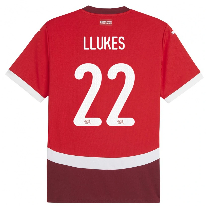 Danxen Kinder Schweiz Adrien Llukes #22 Rot Heimtrikot Trikot 24-26 T-Shirt