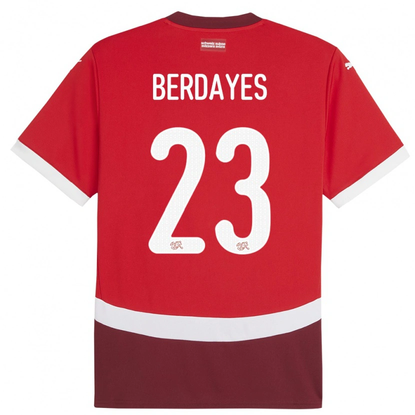 Danxen Kinder Schweiz Théo Berdayes #23 Rot Heimtrikot Trikot 24-26 T-Shirt
