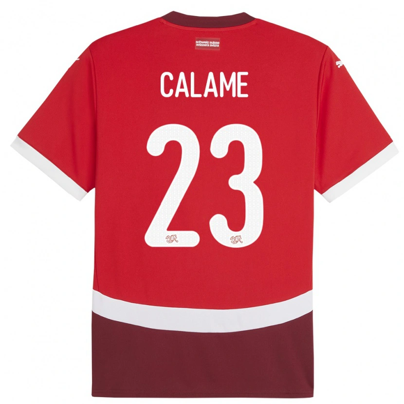 Danxen Kinder Schweiz Marouane Calame #23 Rot Heimtrikot Trikot 24-26 T-Shirt