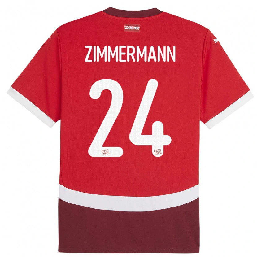 Danxen Kinder Schweiz Mio Zimmermann #24 Rot Heimtrikot Trikot 24-26 T-Shirt