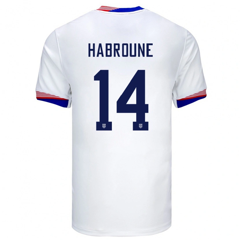 Danxen Kinder Vereinigte Staaten Taha Habroune #14 Weiß Heimtrikot Trikot 24-26 T-Shirt