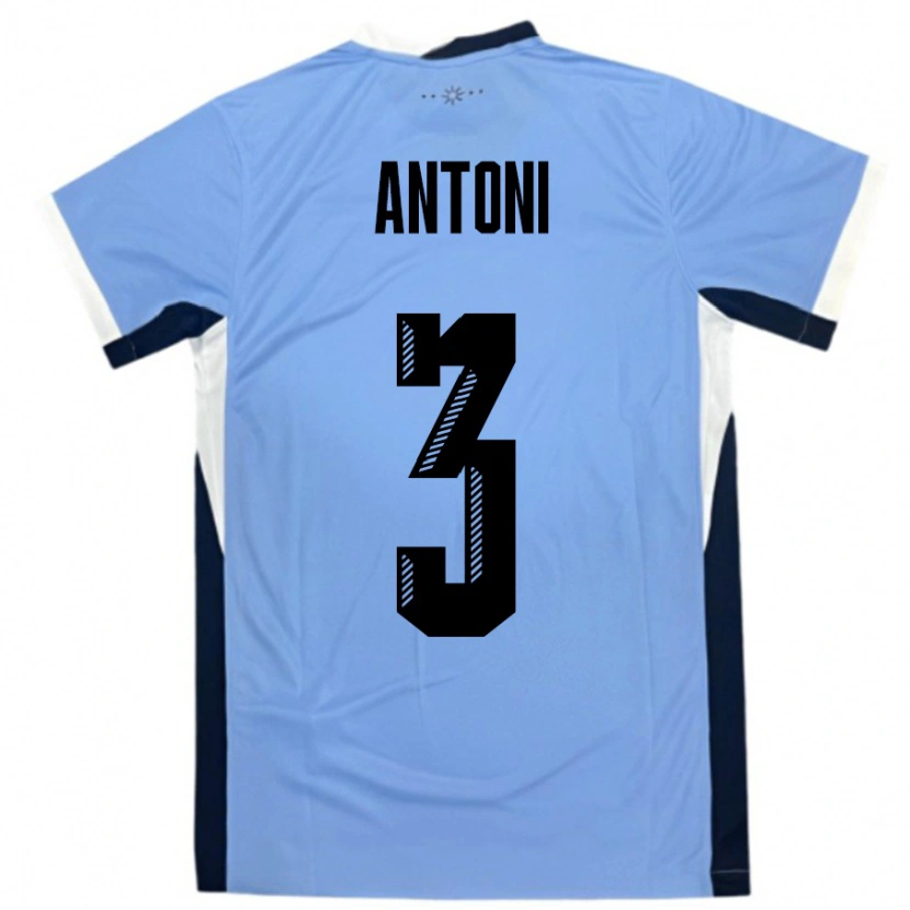Danxen Kinder Uruguay Mateo Antoni #3 Weiß Schwarz Heimtrikot Trikot 24-26 T-Shirt