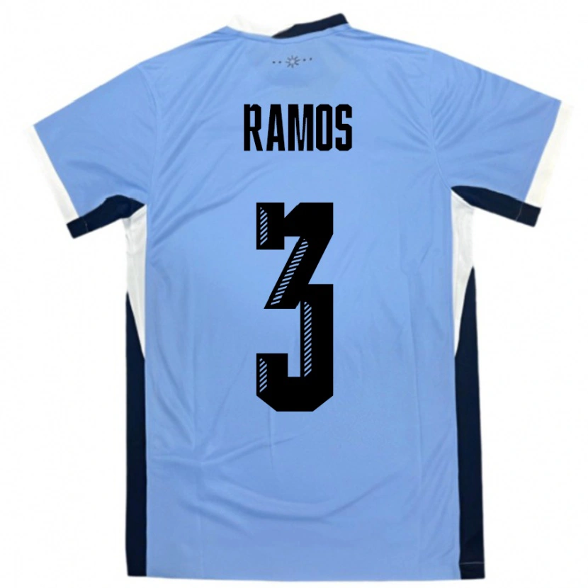Danxen Kinder Uruguay Nicolás Ramos #3 Weiß Schwarz Heimtrikot Trikot 24-26 T-Shirt