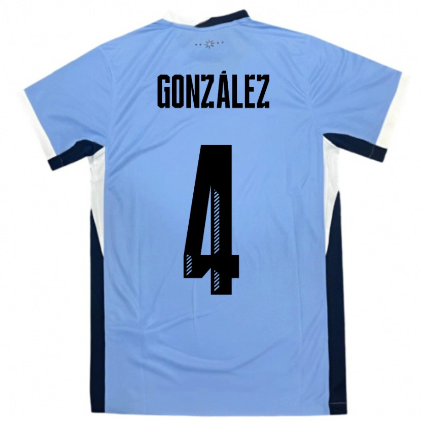 Danxen Kinder Uruguay Facundo González #4 Weiß Schwarz Heimtrikot Trikot 24-26 T-Shirt