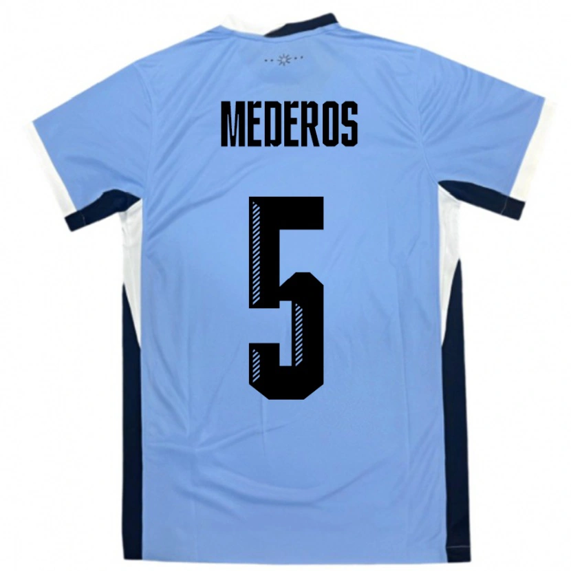 Danxen Kinder Uruguay Rodrigo Mederos #5 Weiß Schwarz Heimtrikot Trikot 24-26 T-Shirt