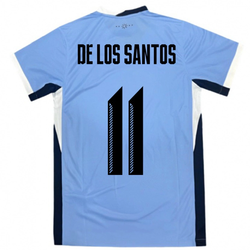 Danxen Kinder Uruguay Juan Cruz De Los Santos #11 Weiß Schwarz Heimtrikot Trikot 24-26 T-Shirt
