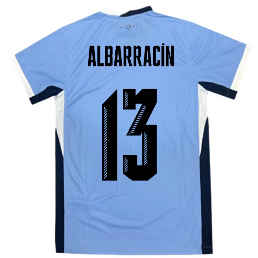 Danxen Kinder Uruguay Agustín Albarracín #13 Weiß Schwarz Heimtrikot Trikot 24-26 T-Shirt