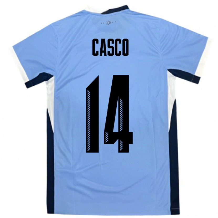 Danxen Kinder Uruguay Maximiliano Casco #14 Weiß Schwarz Heimtrikot Trikot 24-26 T-Shirt