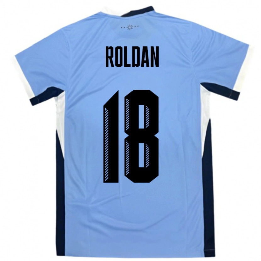 Danxen Kinder Uruguay Thiago Roldan #18 Weiß Schwarz Heimtrikot Trikot 24-26 T-Shirt