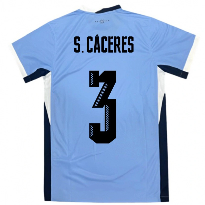 Danxen Kinder Uruguay Sebastian Caceres #3 Weiß Schwarz Heimtrikot Trikot 24-26 T-Shirt