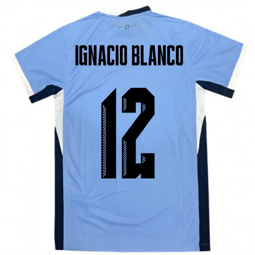Danxen Kinder Uruguay Juan Ignacio Blanco #12 Weiß Schwarz Heimtrikot Trikot 24-26 T-Shirt