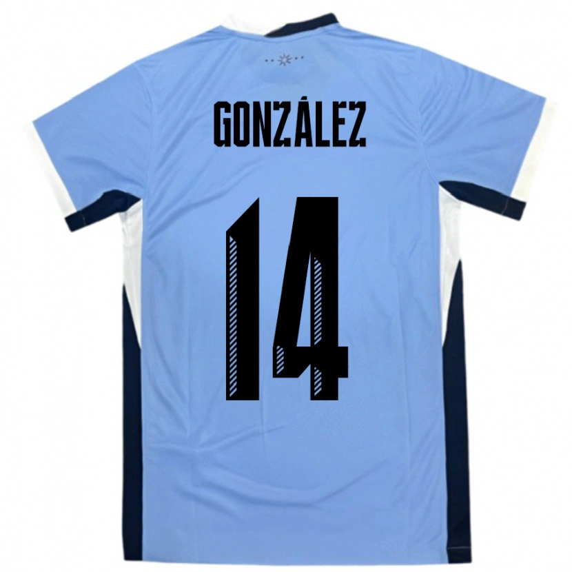 Danxen Kinder Uruguay Pilar Gonzalez #14 Weiß Schwarz Heimtrikot Trikot 24-26 T-Shirt